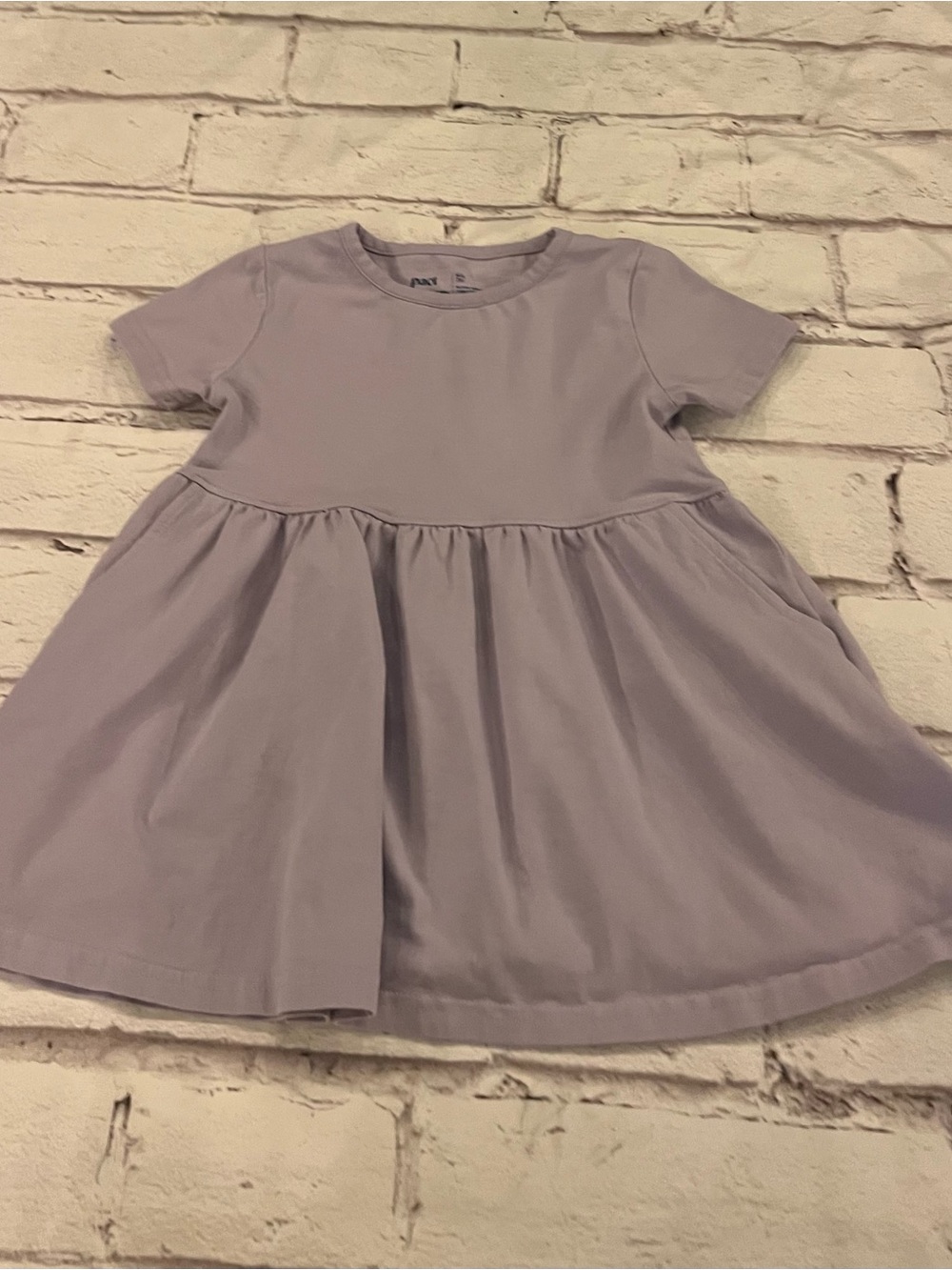 Girls' Casual Lavender Twirl Dress - Soft Short Sleeve